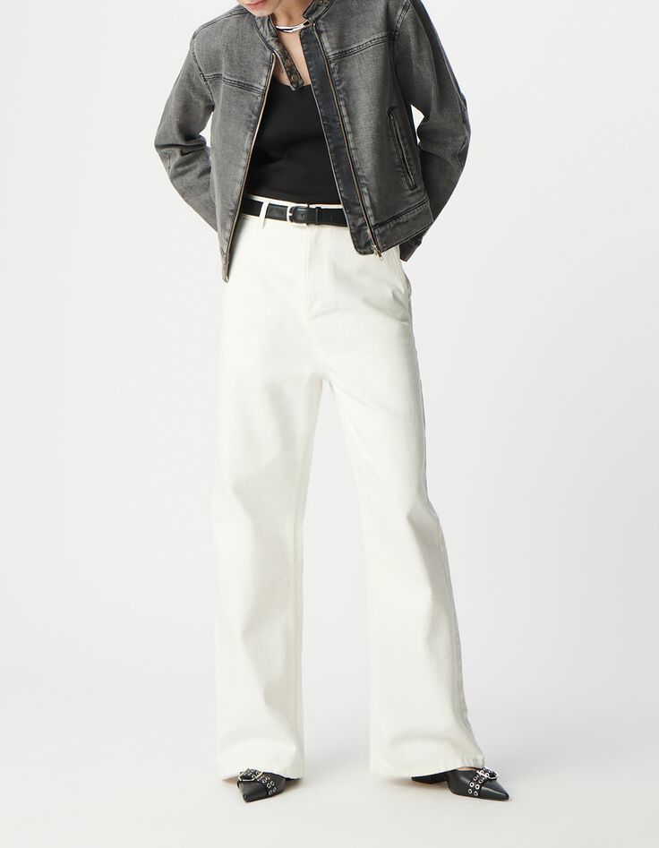 Graue Jeansjacke mit Rei&szlig;verschluss f&uuml;r Damen-7