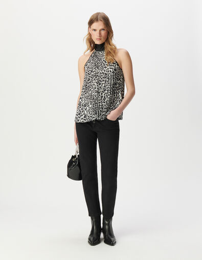 Top gris poliéster reciclado estampado pantera mujer - IKKS