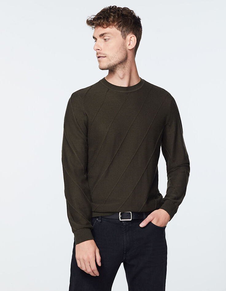 Men’s bronze knit sweater with diagonal lines-2