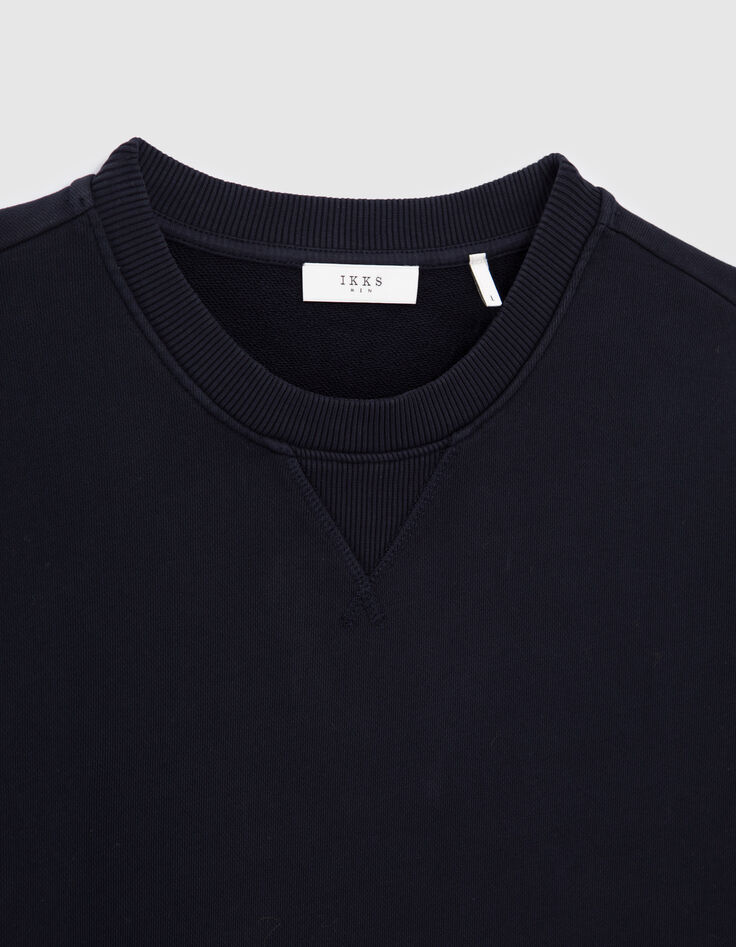 Sweat Uni en coton marine Homme-2