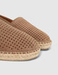 Espadrilles beige cuir velours perfor&eacute; Homme-4