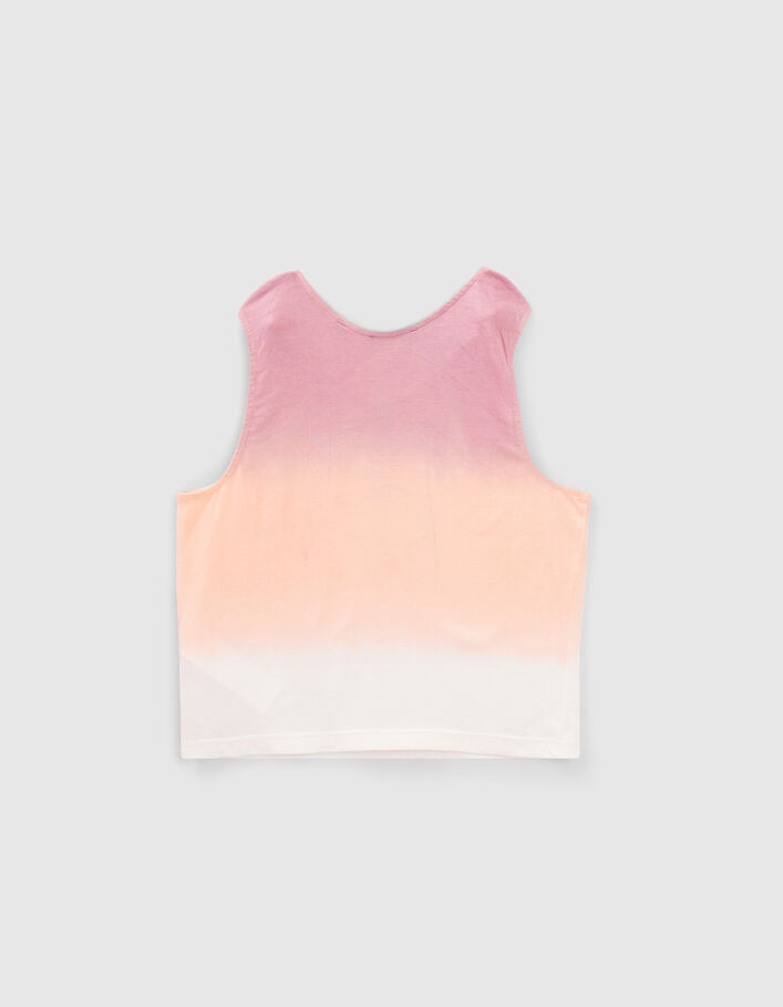 Girls’ ecru, orange, violet deep-dye organic vest top - IKKS