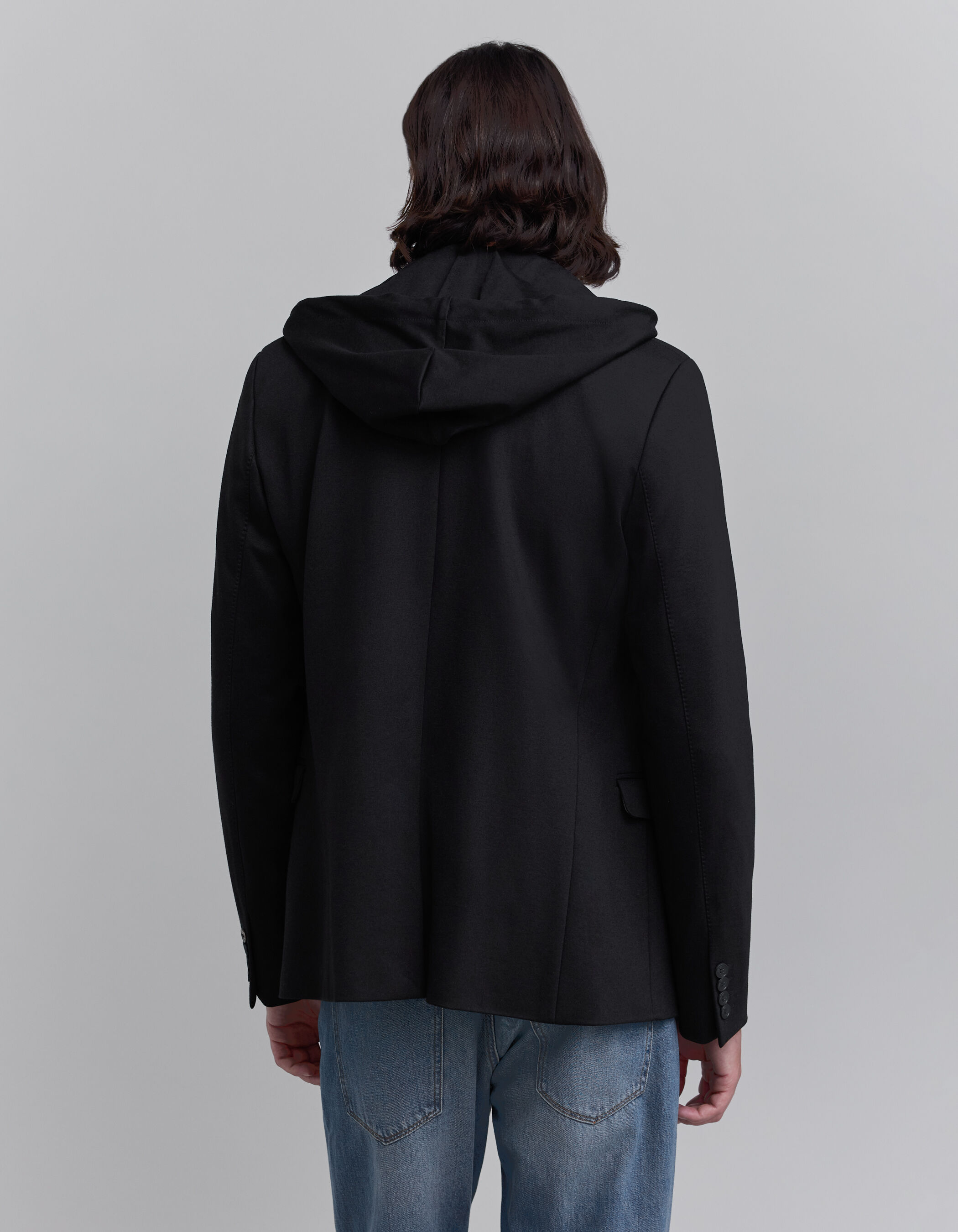 Men s black Interlock jacket with detachable facing IKKS