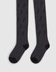 Collants gris chiné anthracite en tricot motifs éclairs fille-3