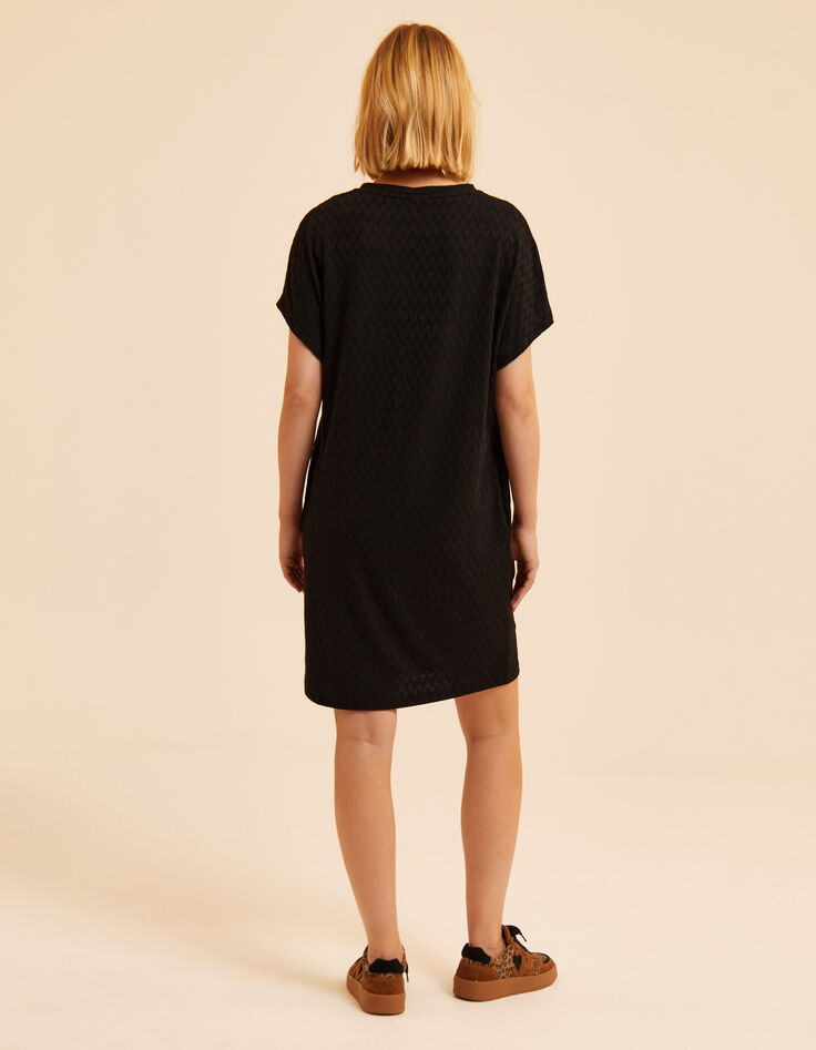 Robe manches courtes noire motif chevrons I.Code-4