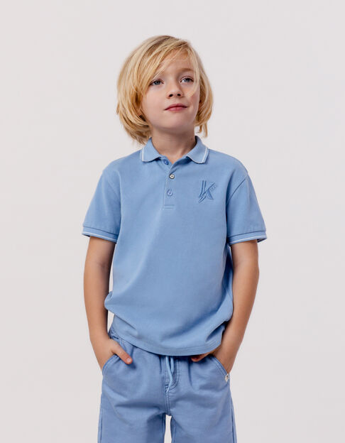 Polo azul bordado rayo K niño - IKKS