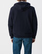 Men&rsquo;s navy textured hooded cardigan-3