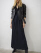 Robe longue en viscose bleu marine dentelle femme-6
