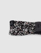 Bandeau réversible noir imprimé fleurs et gris bébé fille-4