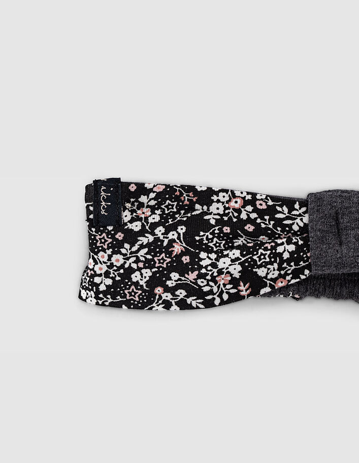 Baby girls’ black/flower print & grey reversible headband - IKKS