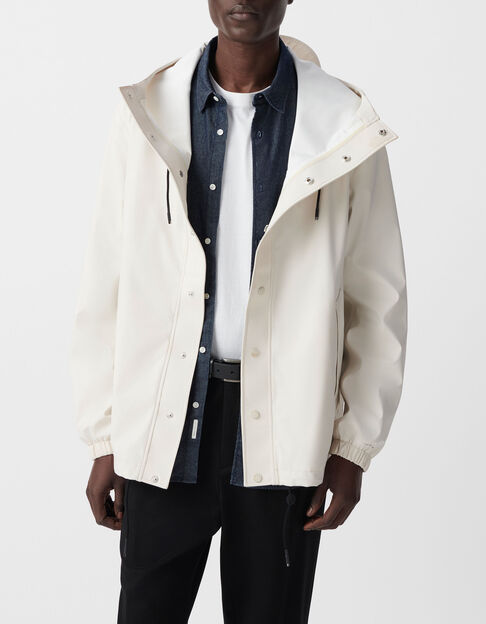Men&rsquo;s chalk rubber nylon hooded jacket - IKKS
