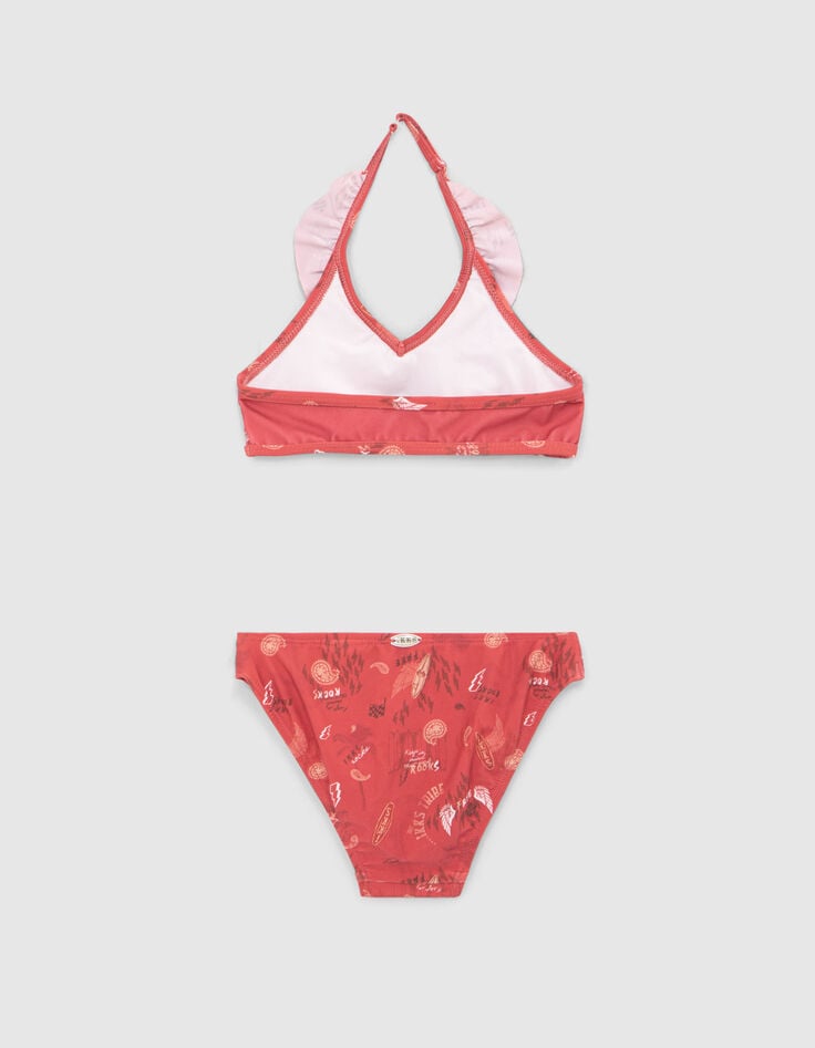 Roter Mädchenbikini mit Surf-Rocker-Print-3