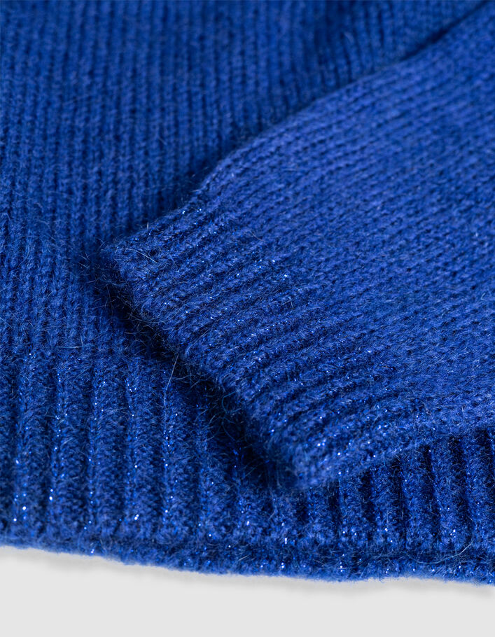 Pull bleu roi tricot col roulé Femme