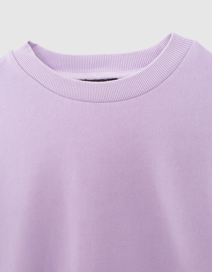 Girls’ lilac cropped sweatshirt with print on sleeves - IKKS