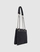 Women’s navy flannel and leather 1440 Reporter clutch bag-5