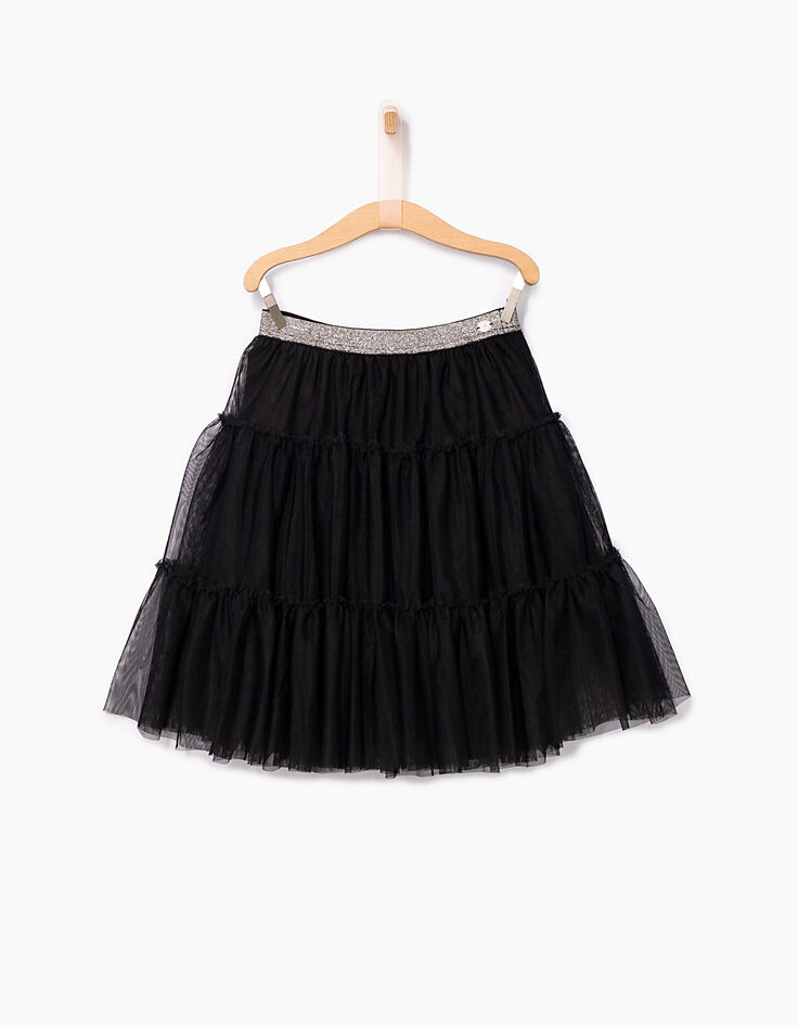 Jupe noire en tulle maxi volume fille-1