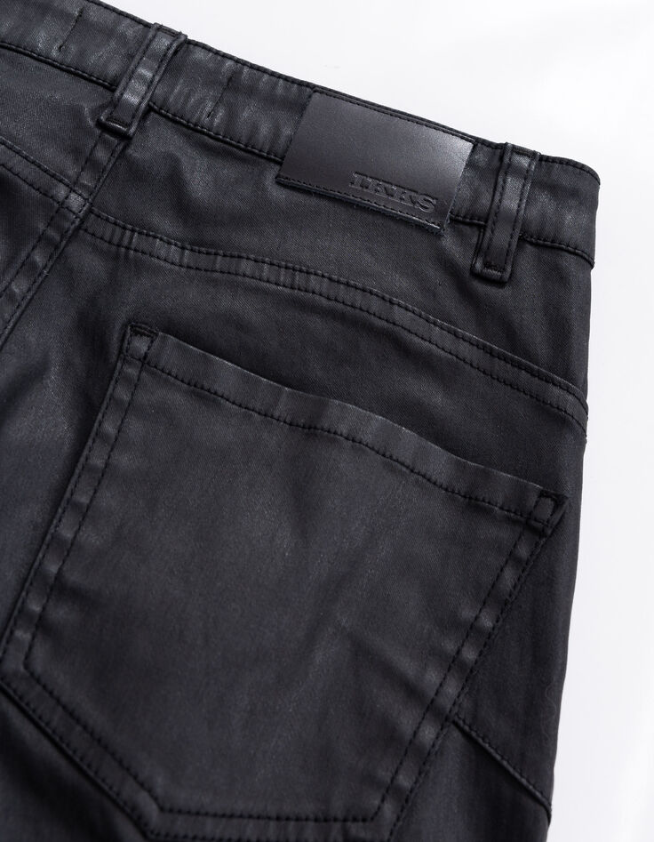 Schwarze Damen-Bootcut-Jeans beschichtet hoher Bund-2