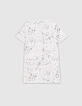 Wei&szlig;es M&auml;dchenshirtkleid mit Fleckenprint-3