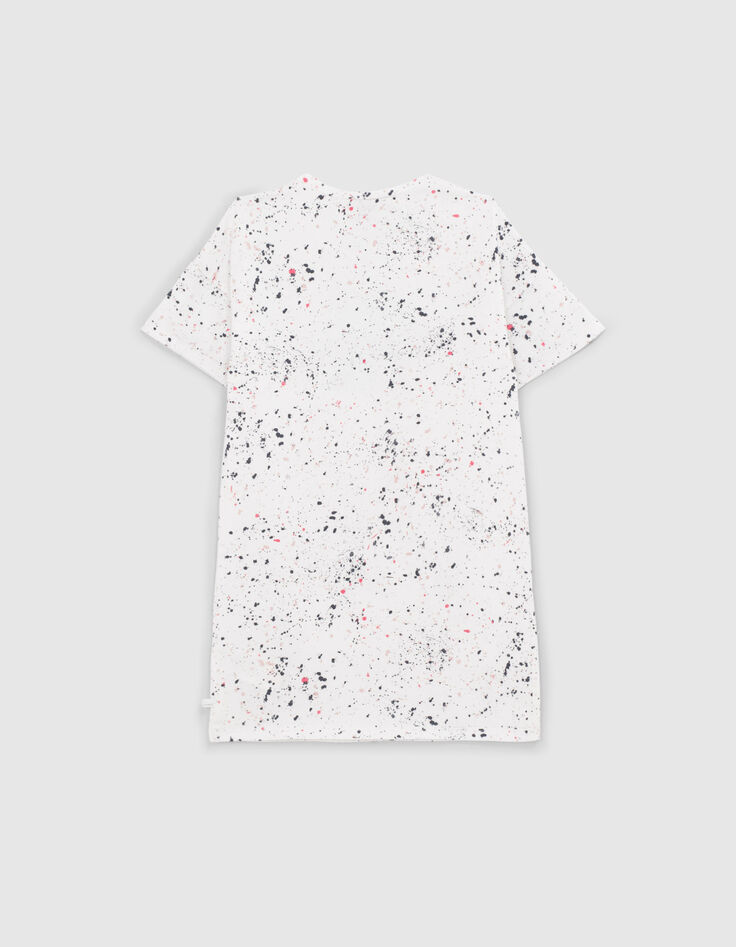 Wei&szlig;es M&auml;dchenshirtkleid mit Fleckenprint-3