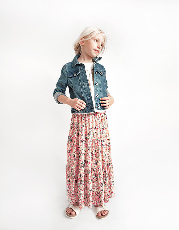 Girls' apricot flower-print Ecovero® long skirt
