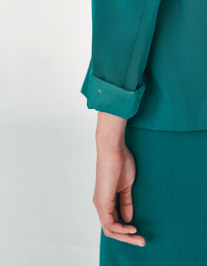 Women’s emerald Tencel suit jacket with belt-5