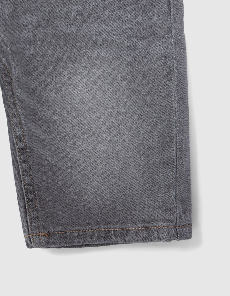 Boys' grey denim embossed back Waterless Bermuda shorts-5