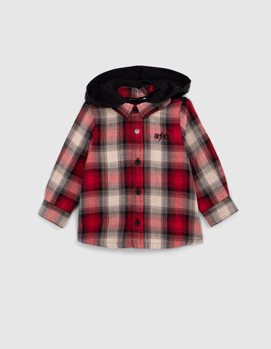 Red two-ply shirt, check pattern, baby boy - IKKS