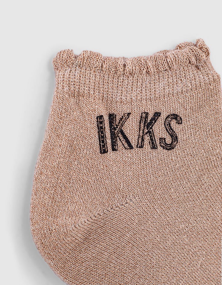 Chaussettes blanc cass&eacute; et corail fonc&eacute; fille-4