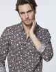 Chemise SLIM noire imprimé fleurs Homme-5