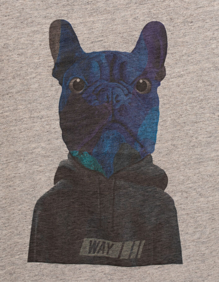 Graues Jungen-T-Shirt mit Bulldogge mit Sweatshirt - IKKS