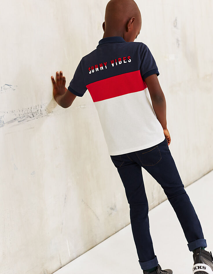 Polo tricolore broderie Sunny Vibes dos garçon-2