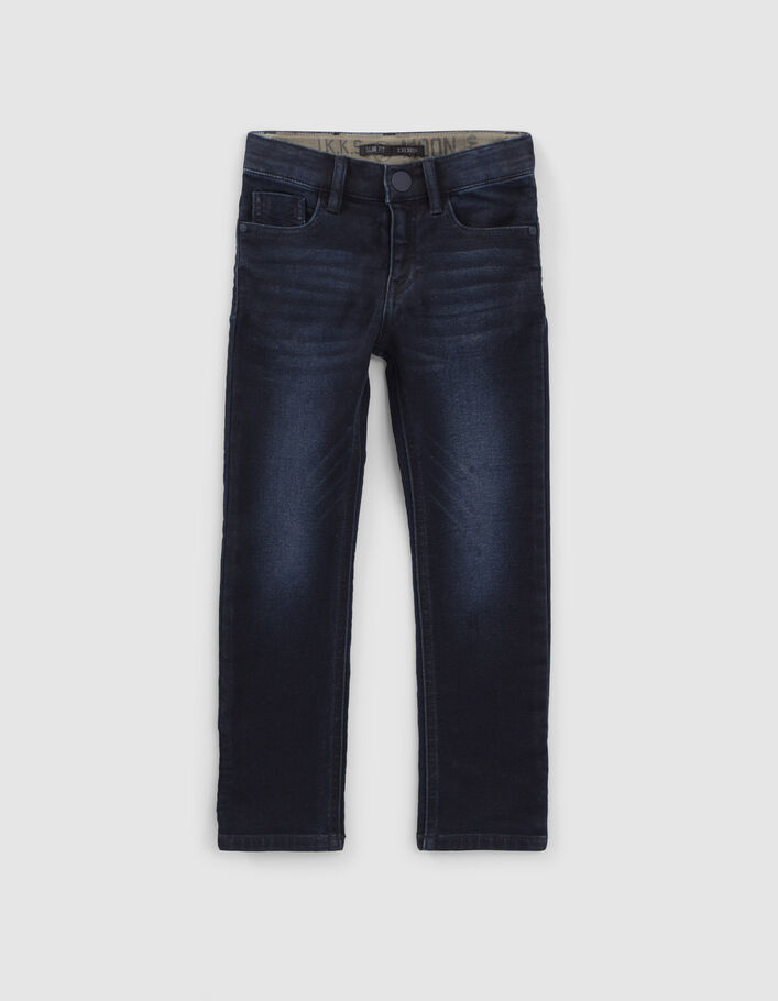 Boys’ blue black slim jeans with chevron topstitching - IKKS