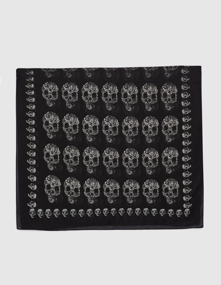 Schwarzer, feiner Damenschal mit Totenkopfmotiv-2