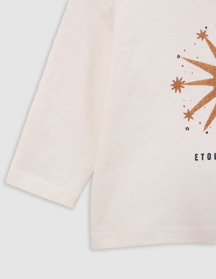 Ecru Bio-Baumwolle Nacht Stern T-Shirt Baby Mädchen-4