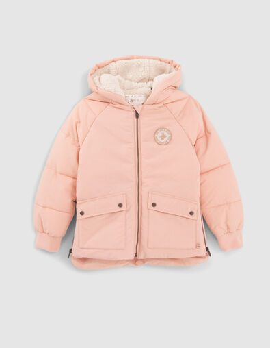 Girls’ pink padded jacket with side zips - IKKS