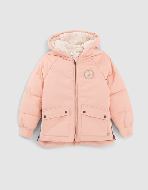 Girls’ pink padded jacket with side zips - IKKS