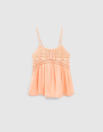 Caraco corail fines bretelles avec dentelle fille - IKKS
