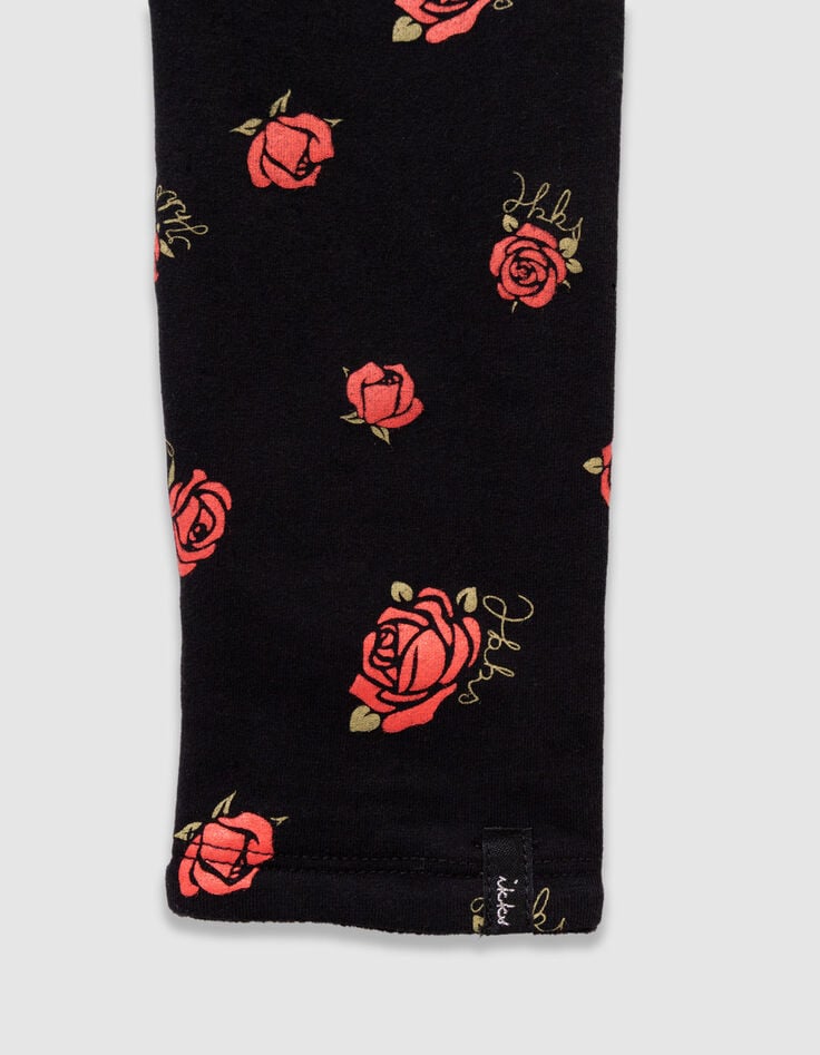 Mädchenwendeleggings in Schwarz und mit Rosenprint-6 Mädchenwendeleggings in Schwarz und mit Rosenprint-6