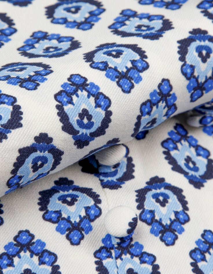 Women's blue floral print short dress-8