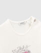 Baby girls' off-white car and embroidery T-shirt-5