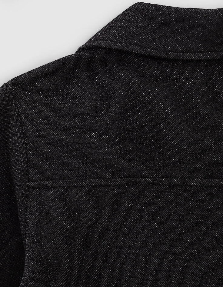 Cardigan noir esprit motard maille paillet&eacute; fille-5