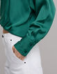 Chemise émeraude drapée Femme-5
