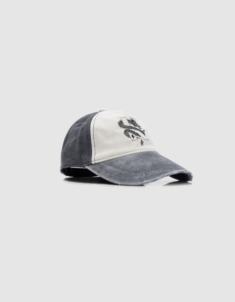 Schwarze und beige Jungenkappe mit grauem Schirm - IKKS