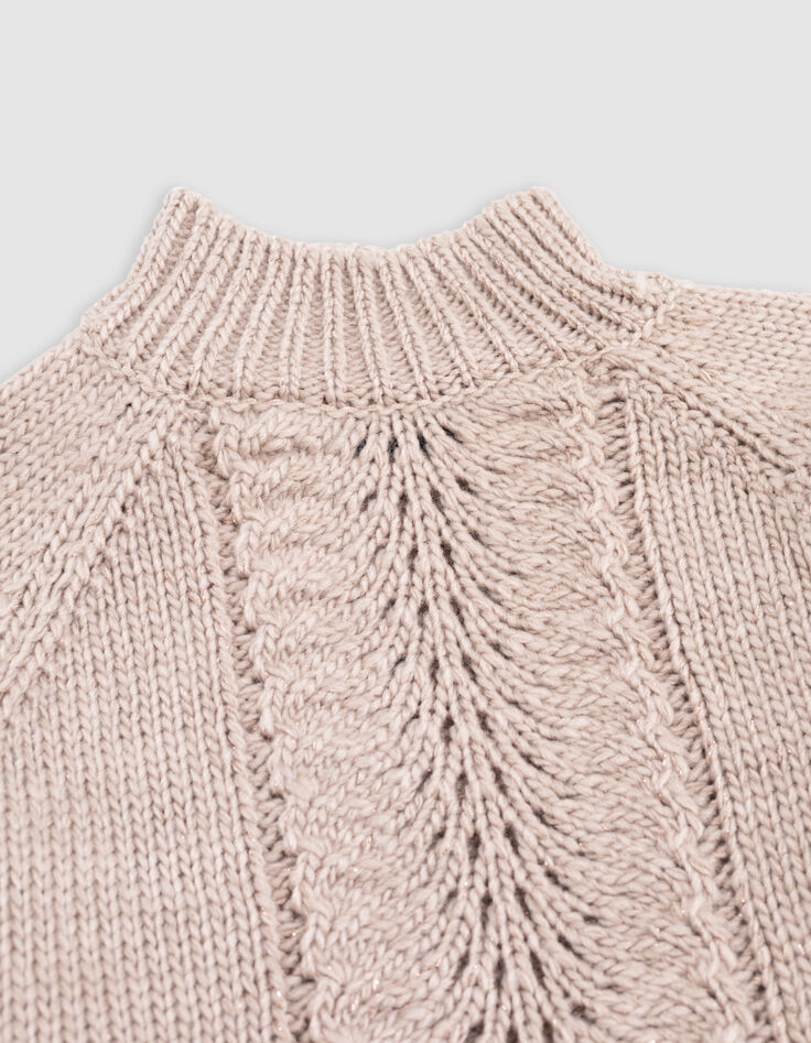 Jersey de punto calado beige de niña-2