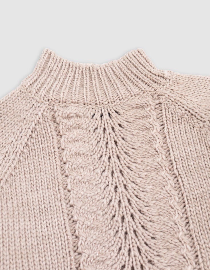 Jersey de punto calado beige de niña-2 Jersey de punto calado beige de niña-2