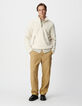 Sweat blanc sherpa col et poches zipp&eacute;es Homme-4