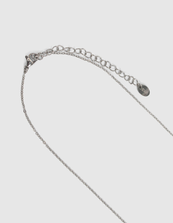 Plastron-halsketting zilverkleurig mesh dames-3
