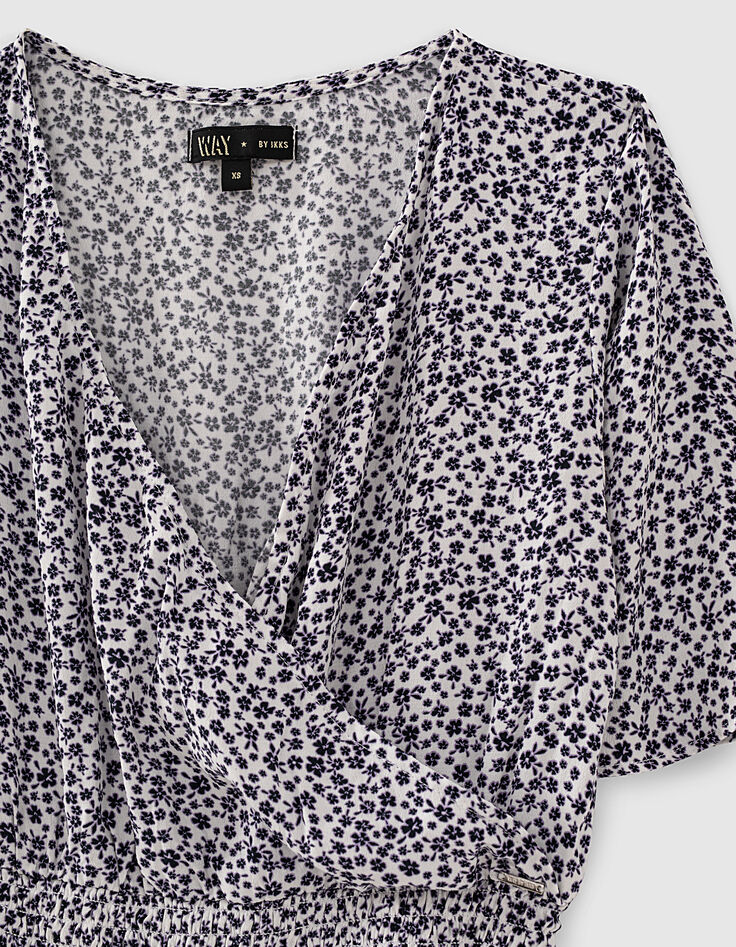Robe longue &eacute;crue imprim&eacute; fleurs parme fille-4