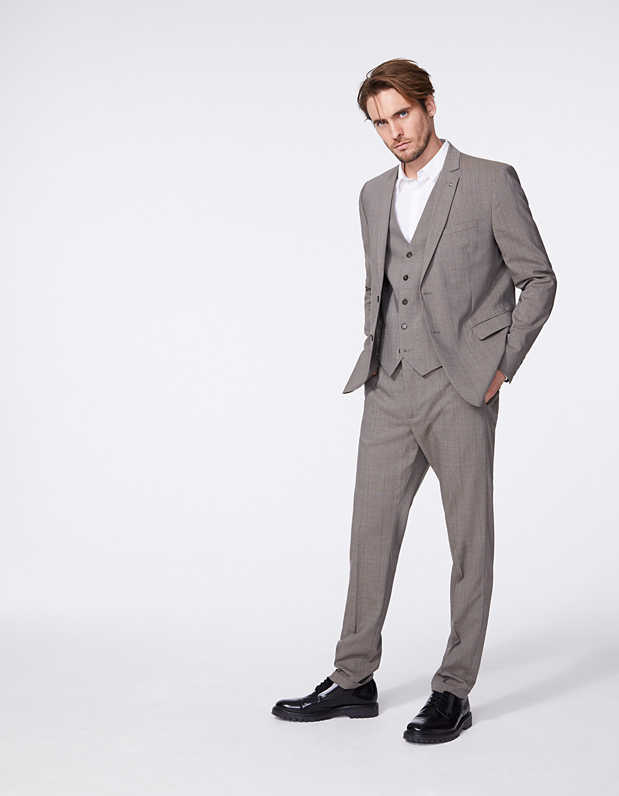 Pantalon de traje vison principe de Gales Hombre
