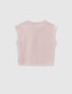 Rosa Mädchen-T-Shirt mit Glitzermotiven und Nieten-5
